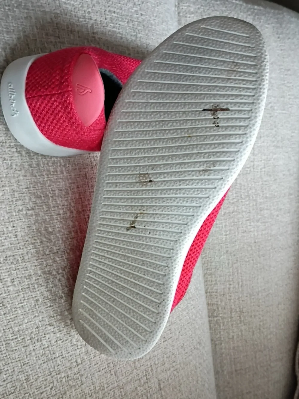 allbirds Women’s Red Knit Lace-Up Sneakers with White Sole